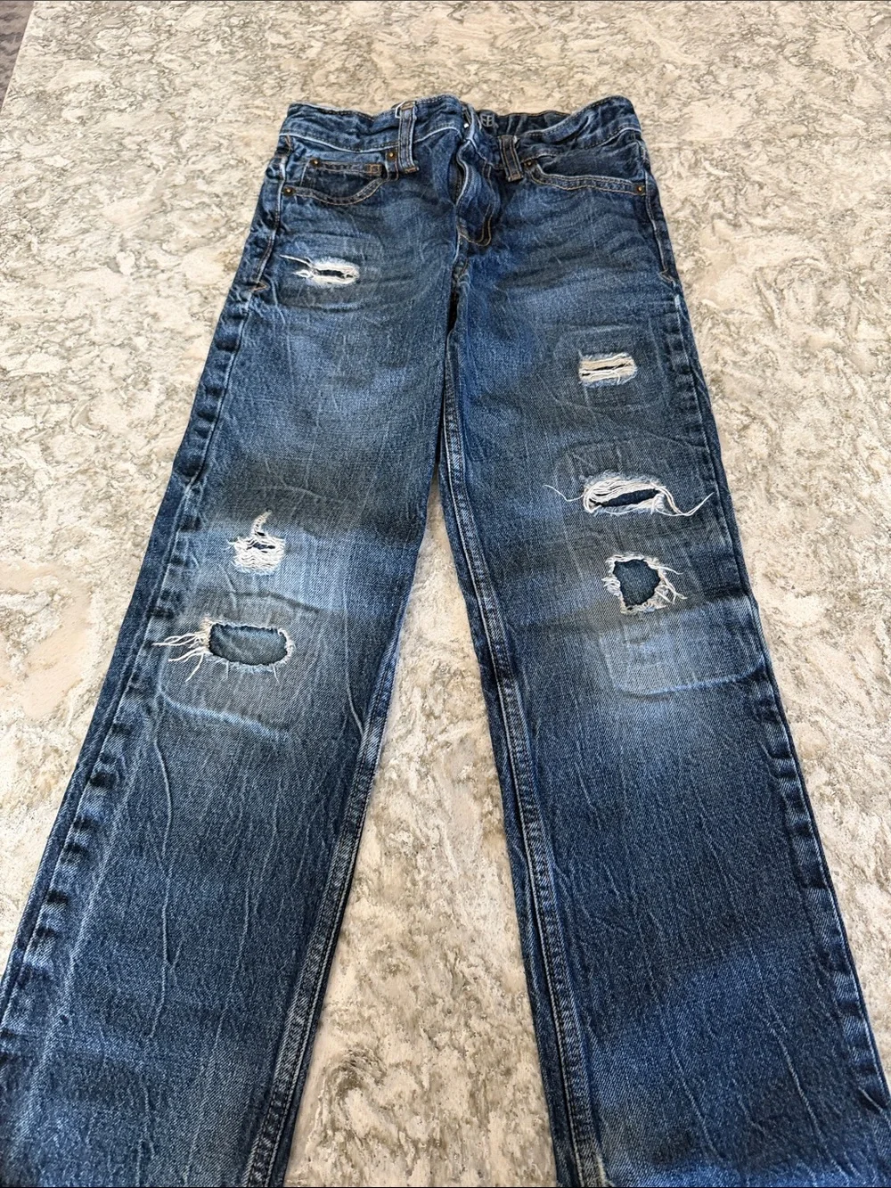 Boys size 10 Cherokee Distressed Blue Denim Jeans - Picture 5 of 7